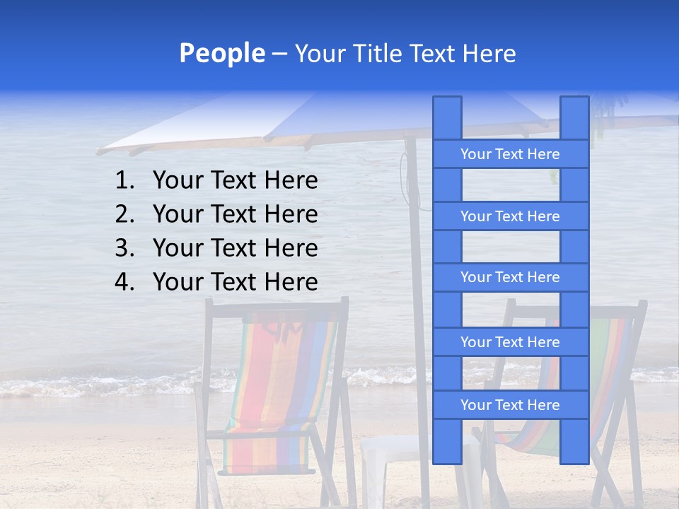 Two Beach Chairs Under An Umbrella On The Beach PowerPoint Template