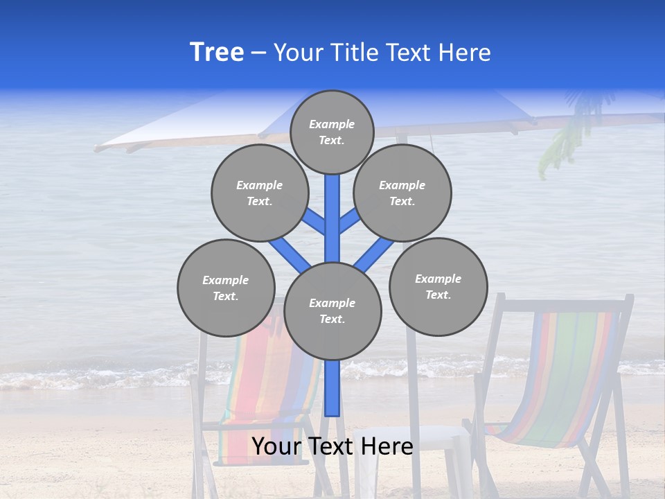 Two Beach Chairs Under An Umbrella On The Beach PowerPoint Template