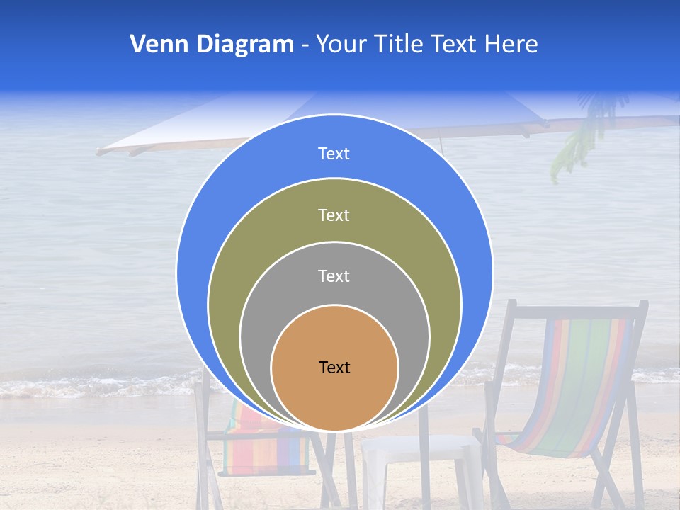 Two Beach Chairs Under An Umbrella On The Beach PowerPoint Template
