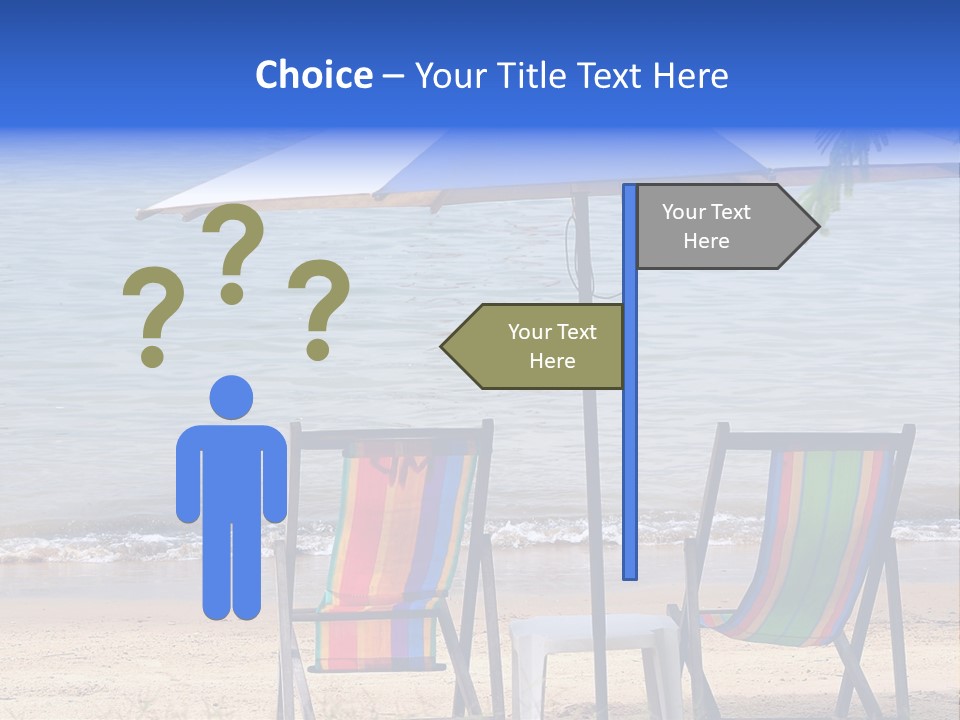 Two Beach Chairs Under An Umbrella On The Beach PowerPoint Template