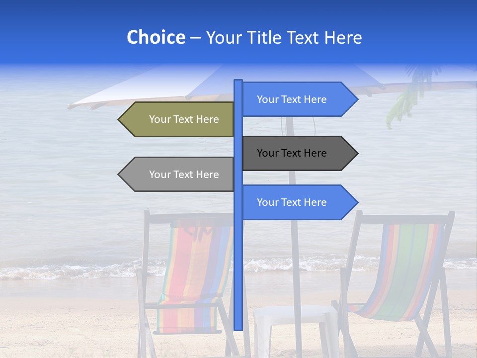 Two Beach Chairs Under An Umbrella On The Beach PowerPoint Template