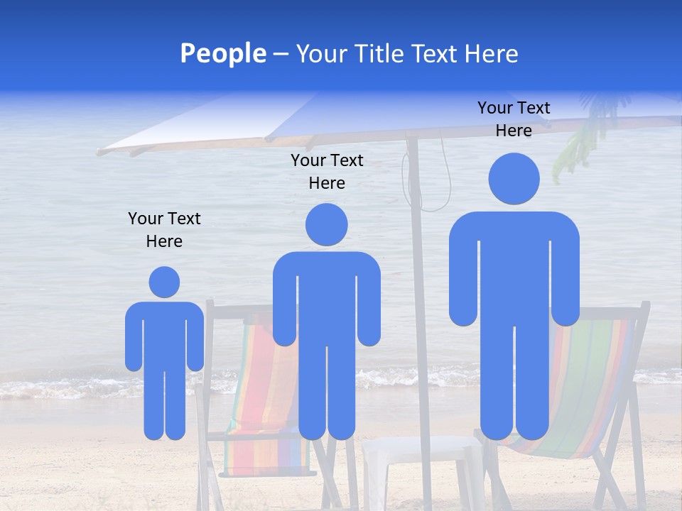 Two Beach Chairs Under An Umbrella On The Beach PowerPoint Template