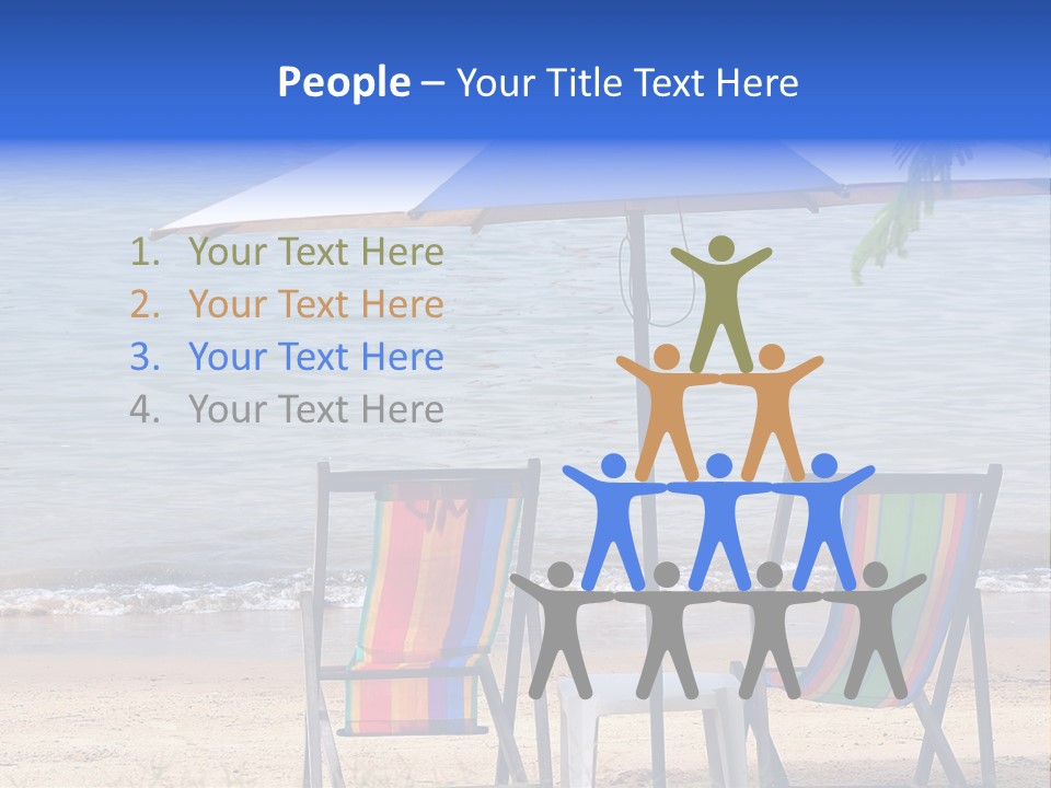 Two Beach Chairs Under An Umbrella On The Beach PowerPoint Template