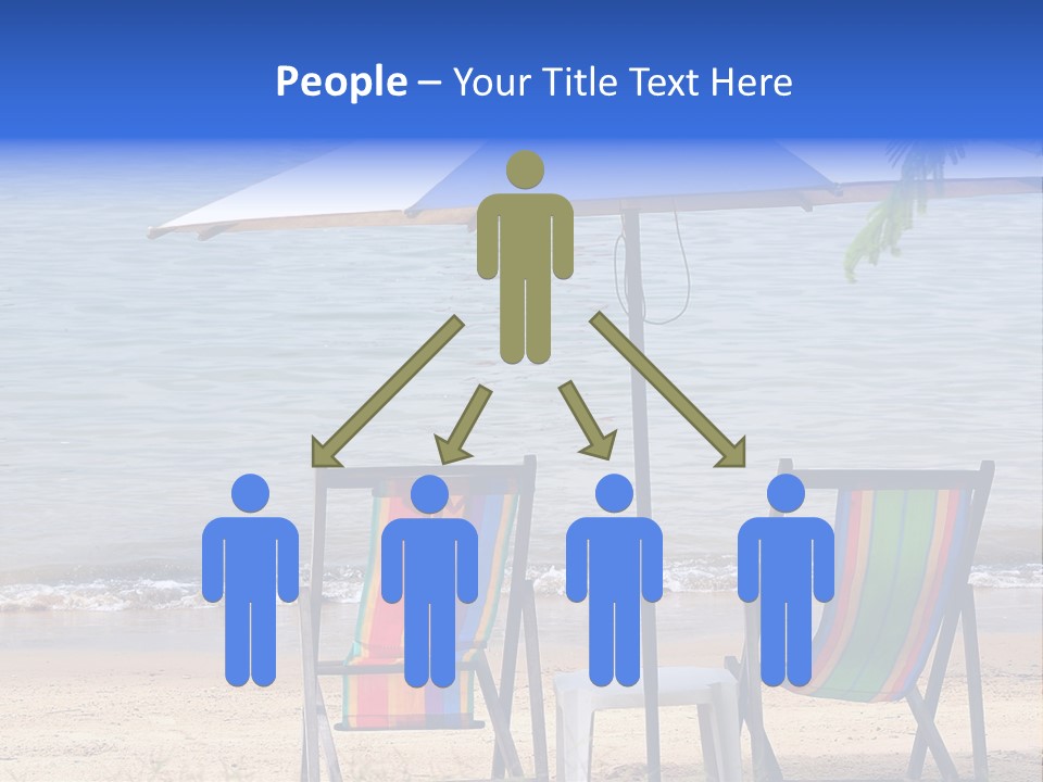 Two Beach Chairs Under An Umbrella On The Beach PowerPoint Template