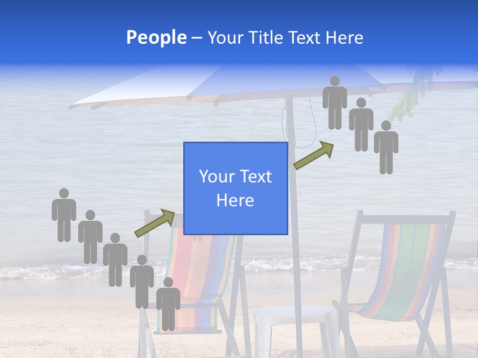 Two Beach Chairs Under An Umbrella On The Beach PowerPoint Template