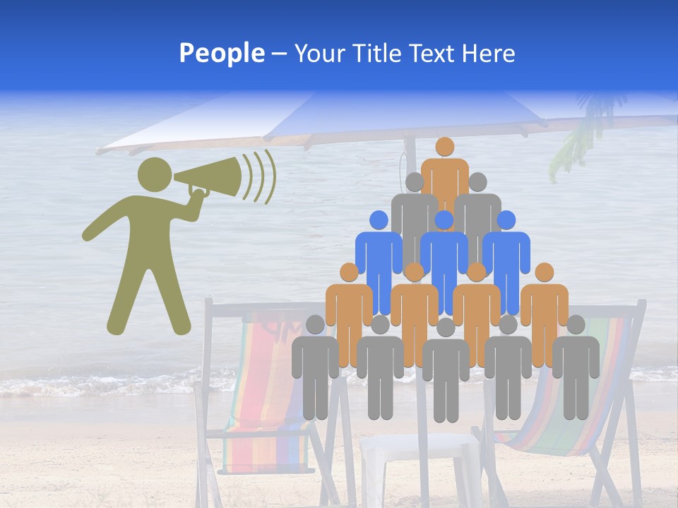 Two Beach Chairs Under An Umbrella On The Beach PowerPoint Template