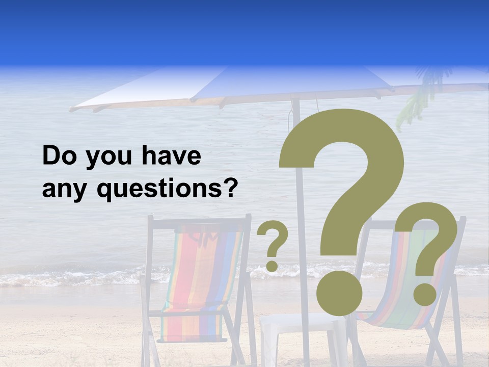 Two Beach Chairs Under An Umbrella On The Beach PowerPoint Template