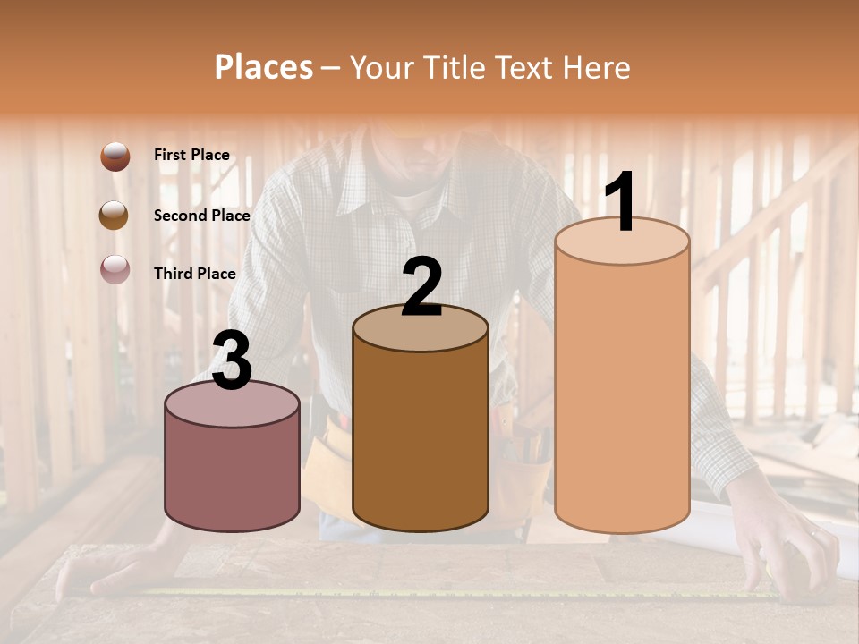 A Man Working Building A Home And Measuring Some Wood PowerPoint Template