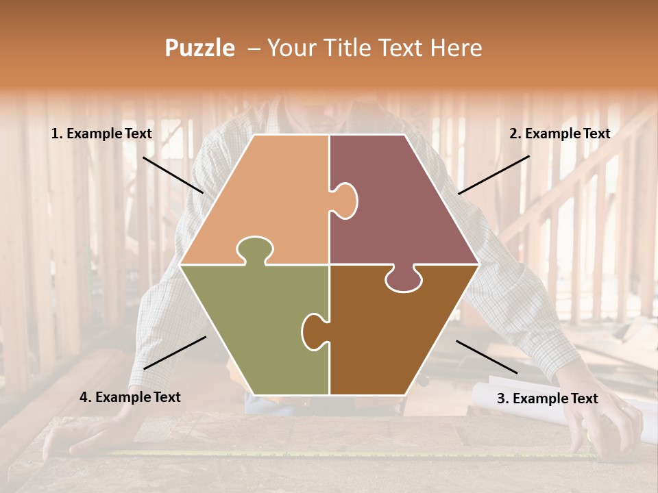 A Man Working Building A Home And Measuring Some Wood PowerPoint Template