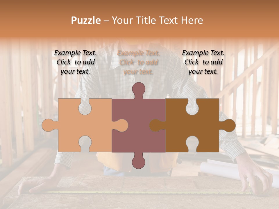 A Man Working Building A Home And Measuring Some Wood PowerPoint Template