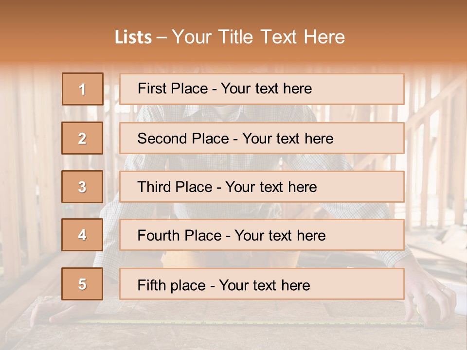 A Man Working Building A Home And Measuring Some Wood PowerPoint Template