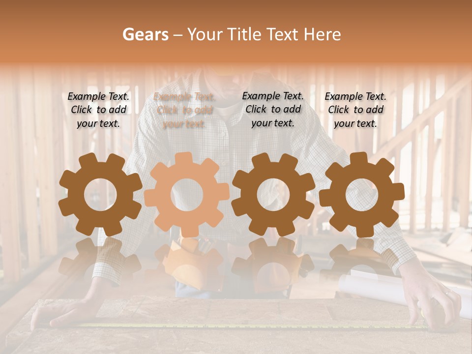 A Man Working Building A Home And Measuring Some Wood PowerPoint Template