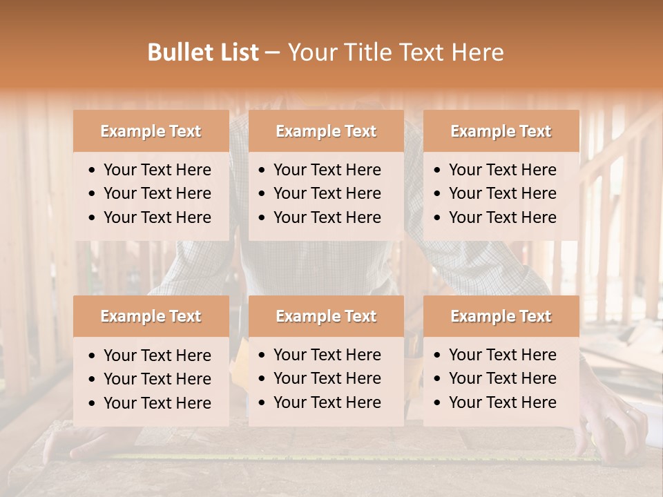 A Man Working Building A Home And Measuring Some Wood PowerPoint Template