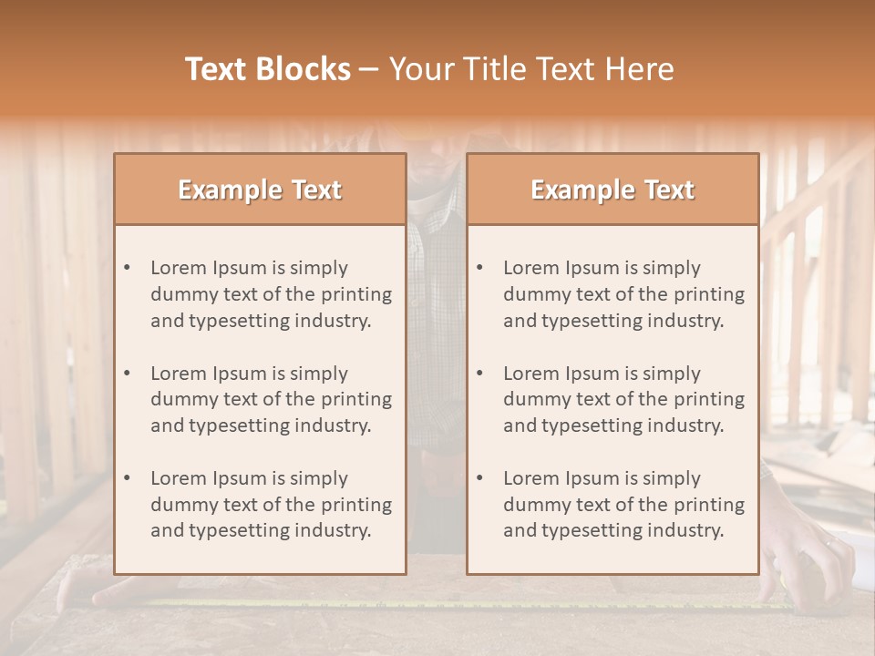 A Man Working Building A Home And Measuring Some Wood PowerPoint Template