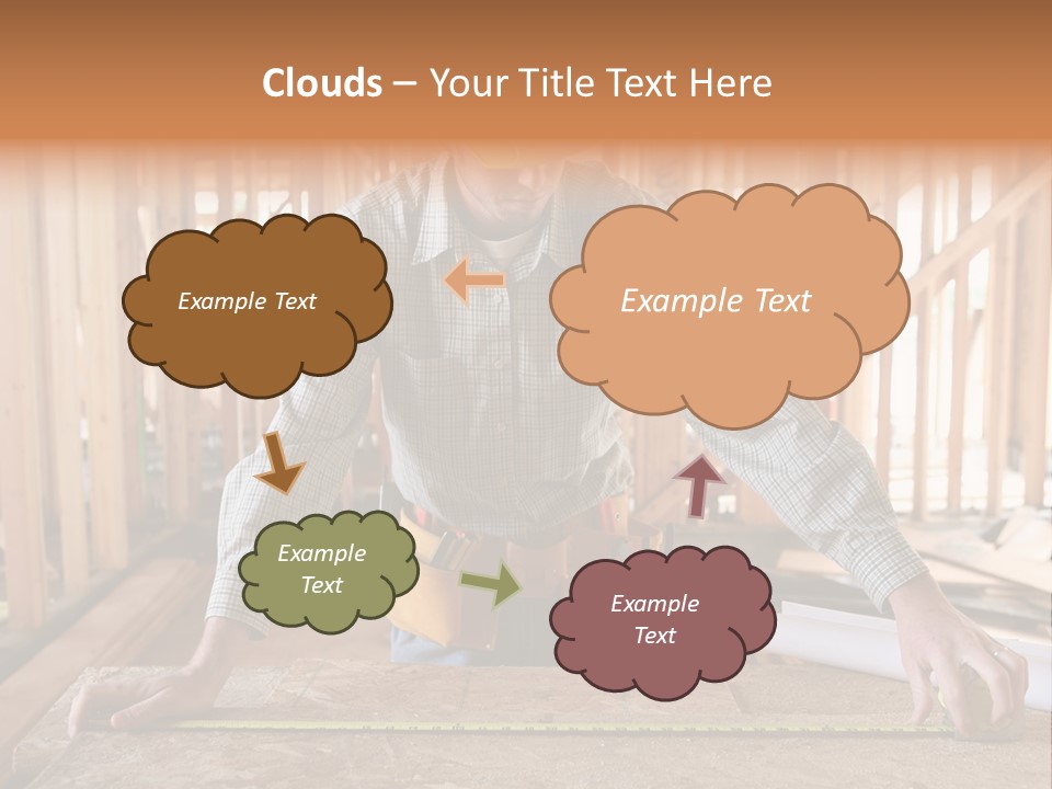 A Man Working Building A Home And Measuring Some Wood PowerPoint Template