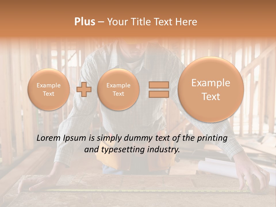 A Man Working Building A Home And Measuring Some Wood PowerPoint Template