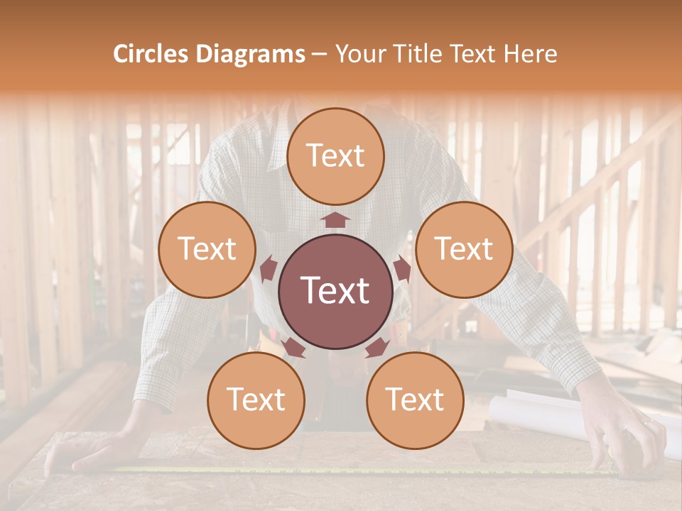 A Man Working Building A Home And Measuring Some Wood PowerPoint Template