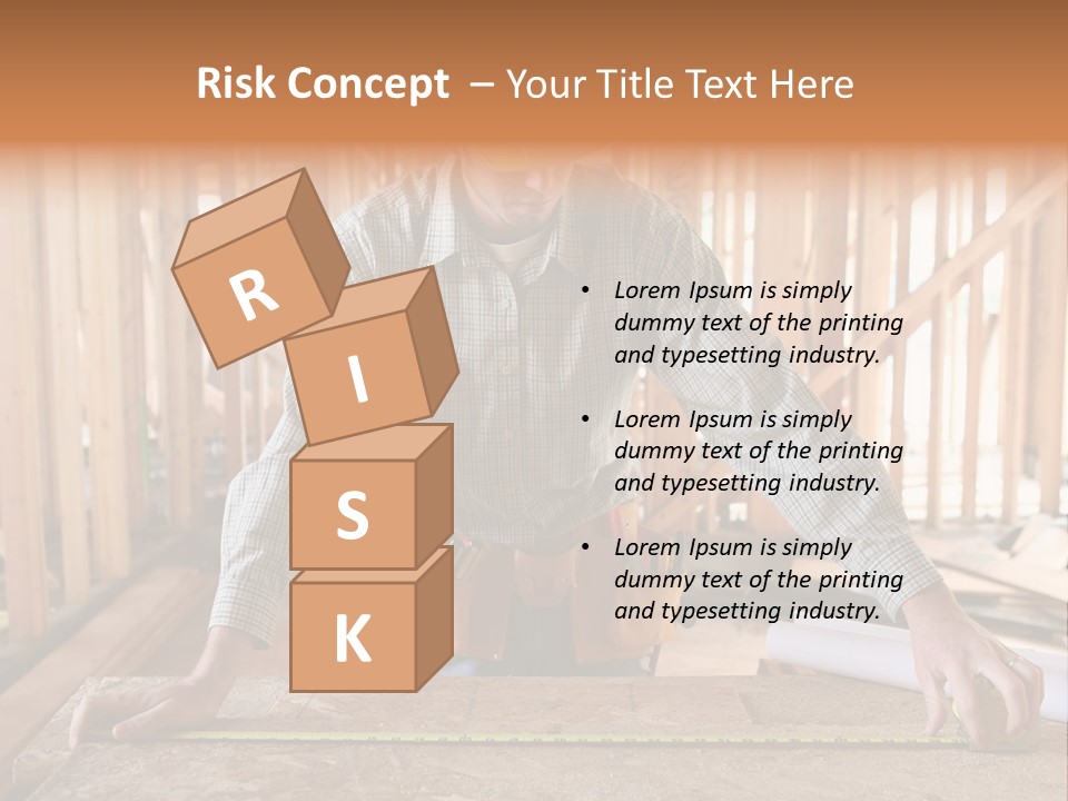 A Man Working Building A Home And Measuring Some Wood PowerPoint Template