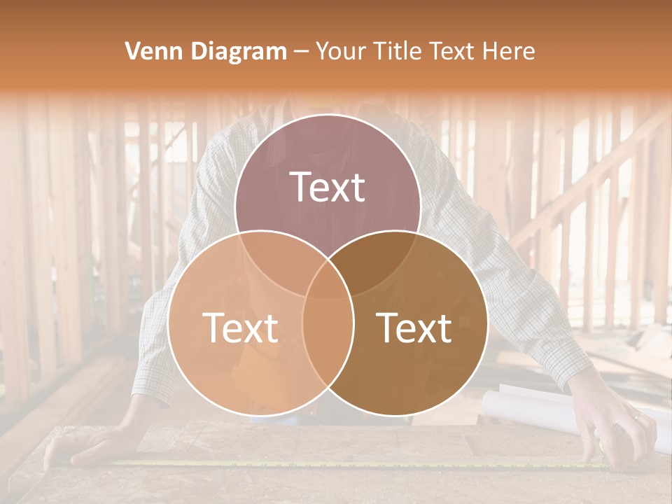 A Man Working Building A Home And Measuring Some Wood PowerPoint Template