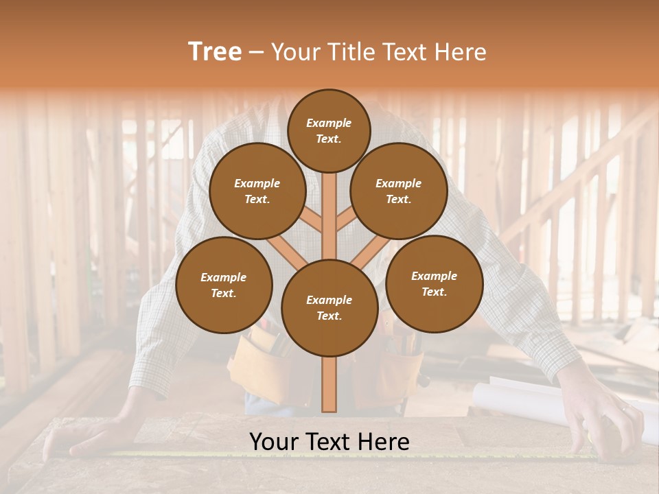 A Man Working Building A Home And Measuring Some Wood PowerPoint Template