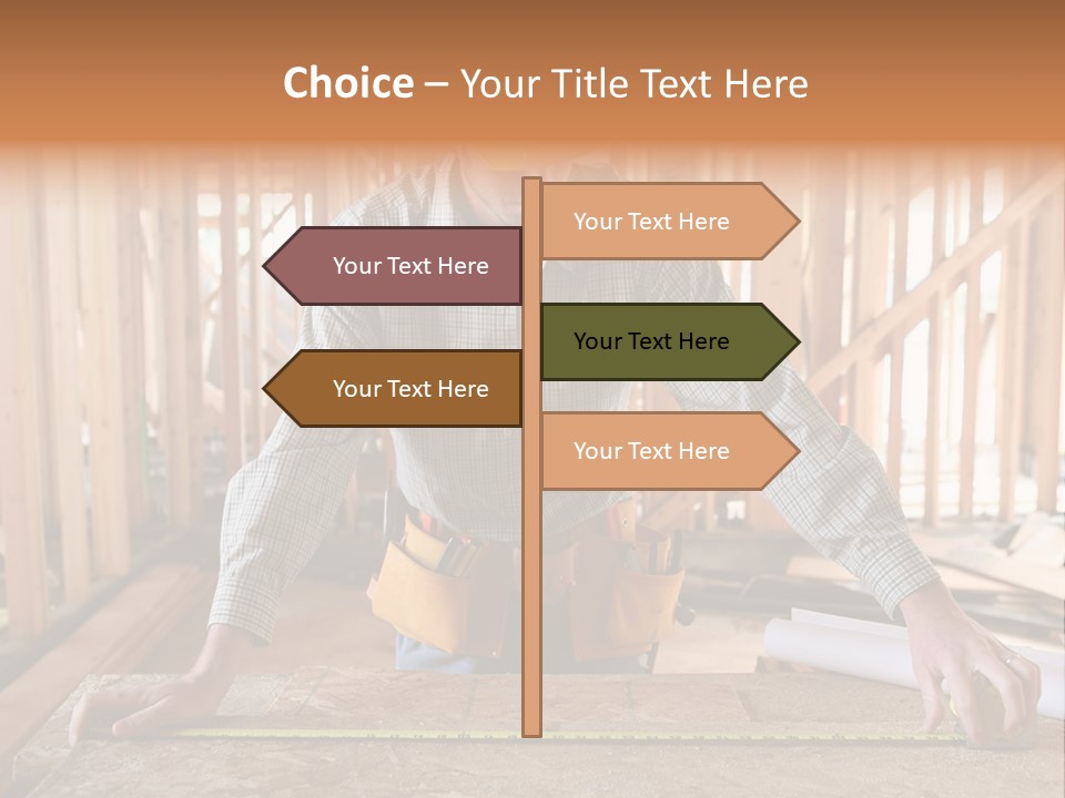 A Man Working Building A Home And Measuring Some Wood PowerPoint Template
