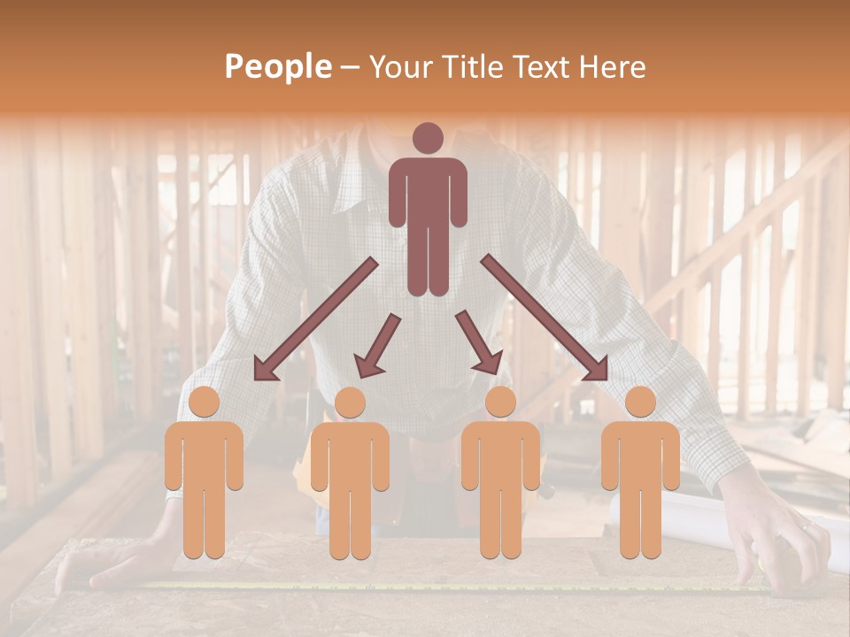 A Man Working Building A Home And Measuring Some Wood PowerPoint Template