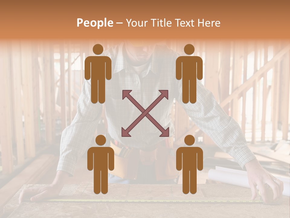 A Man Working Building A Home And Measuring Some Wood PowerPoint Template