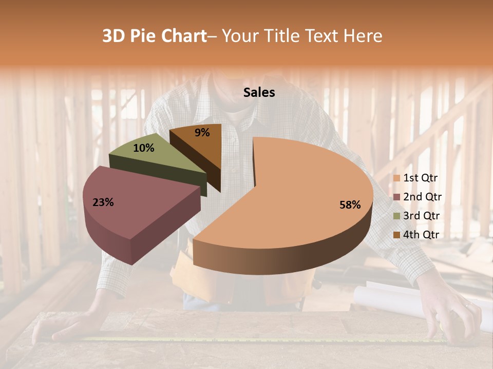 A Man Working Building A Home And Measuring Some Wood PowerPoint Template