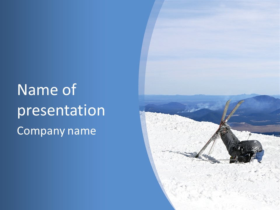 A Skier Buries His Head In The Snow After Failing To Perform A Trick. Great To Show Failure In A Comical Way. PowerPoint Template