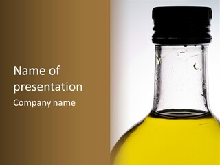 Olive Oil Bottle Closeup (2) PowerPoint Template