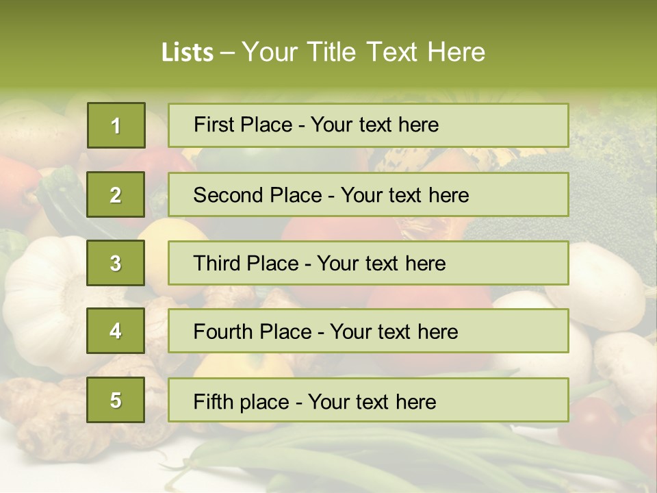 A Bunch Of Different Types Of Vegetables On A Table PowerPoint Template