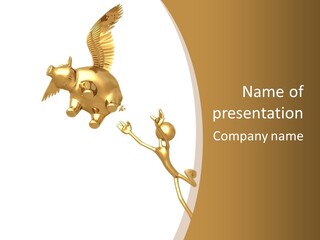 Reaching For A Flying Piggy Bank PowerPoint Template