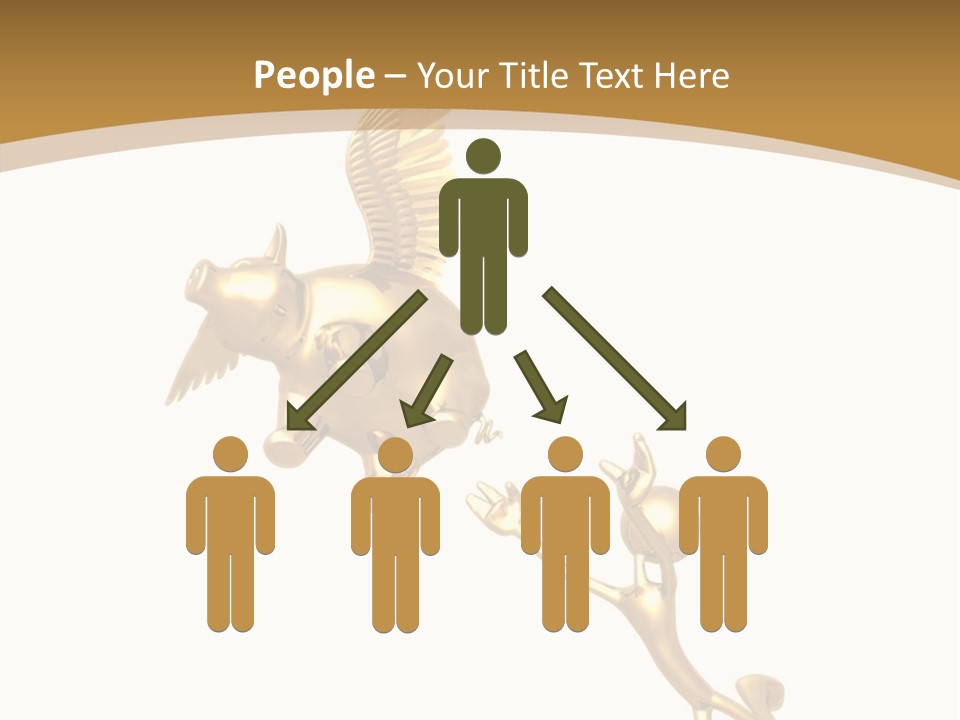 Reaching For A Flying Piggy Bank PowerPoint Template