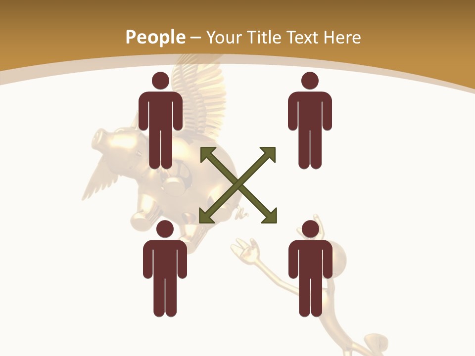 Reaching For A Flying Piggy Bank PowerPoint Template