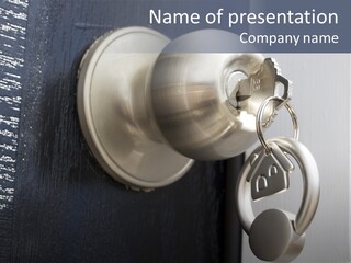 Key On A Keychain In The Lock Of A Front Door PowerPoint Template
