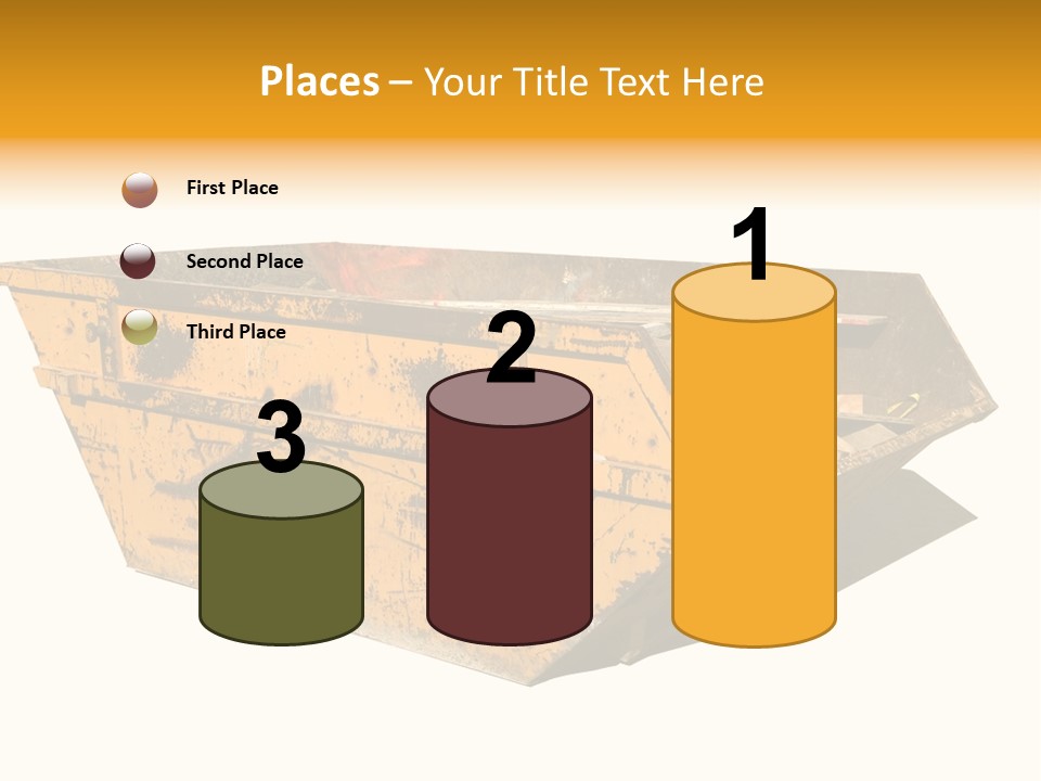 Old Yellow Builders Skip, Isolated On White, Clipping Paths For Skip And Shadow. PowerPoint Template