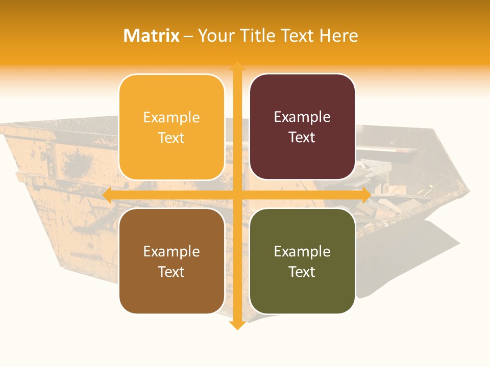 Old Yellow Builders Skip, Isolated On White, Clipping Paths For Skip And Shadow. PowerPoint Template