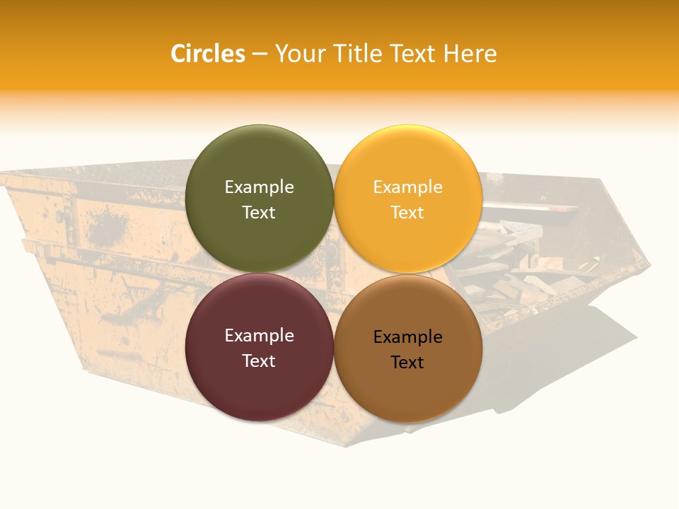 Old Yellow Builders Skip, Isolated On White, Clipping Paths For Skip And Shadow. PowerPoint Template