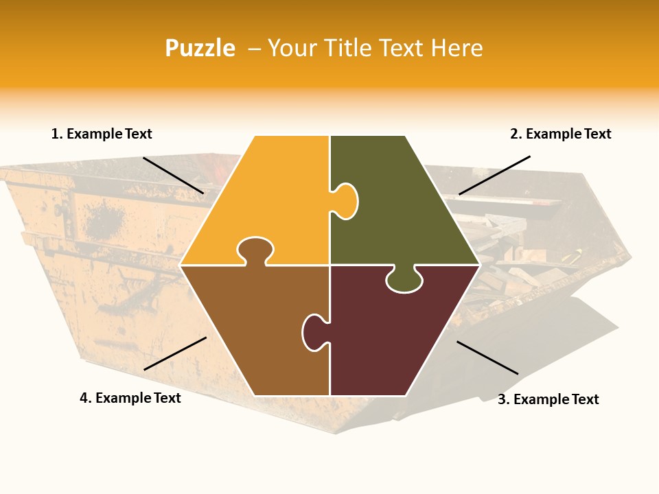 Old Yellow Builders Skip, Isolated On White, Clipping Paths For Skip And Shadow. PowerPoint Template