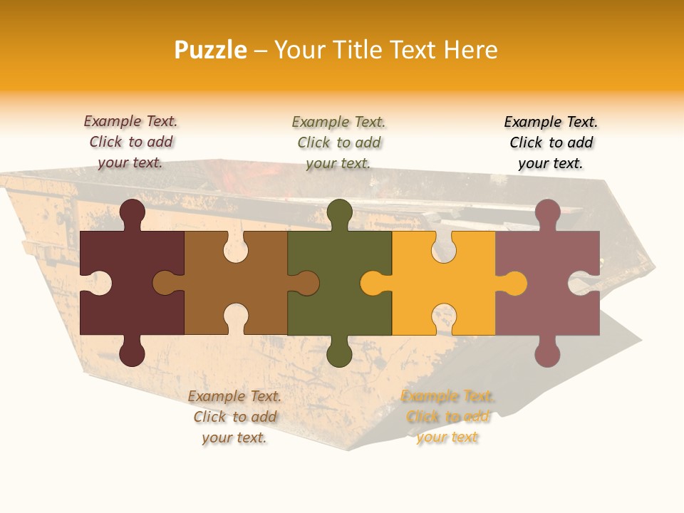 Old Yellow Builders Skip, Isolated On White, Clipping Paths For Skip And Shadow. PowerPoint Template