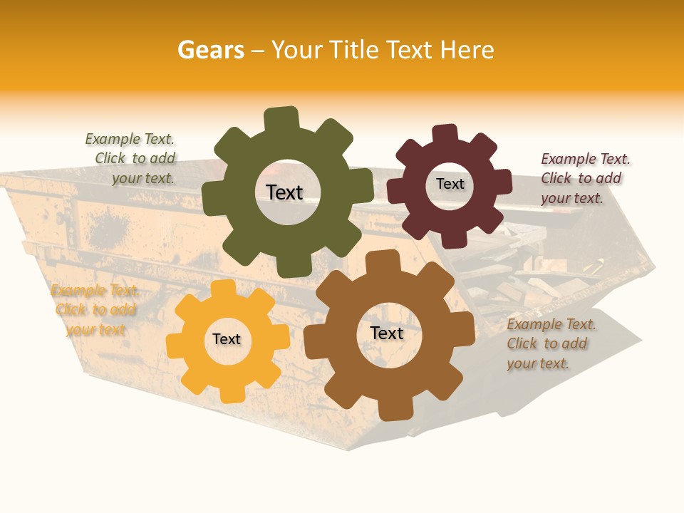 Old Yellow Builders Skip, Isolated On White, Clipping Paths For Skip And Shadow. PowerPoint Template