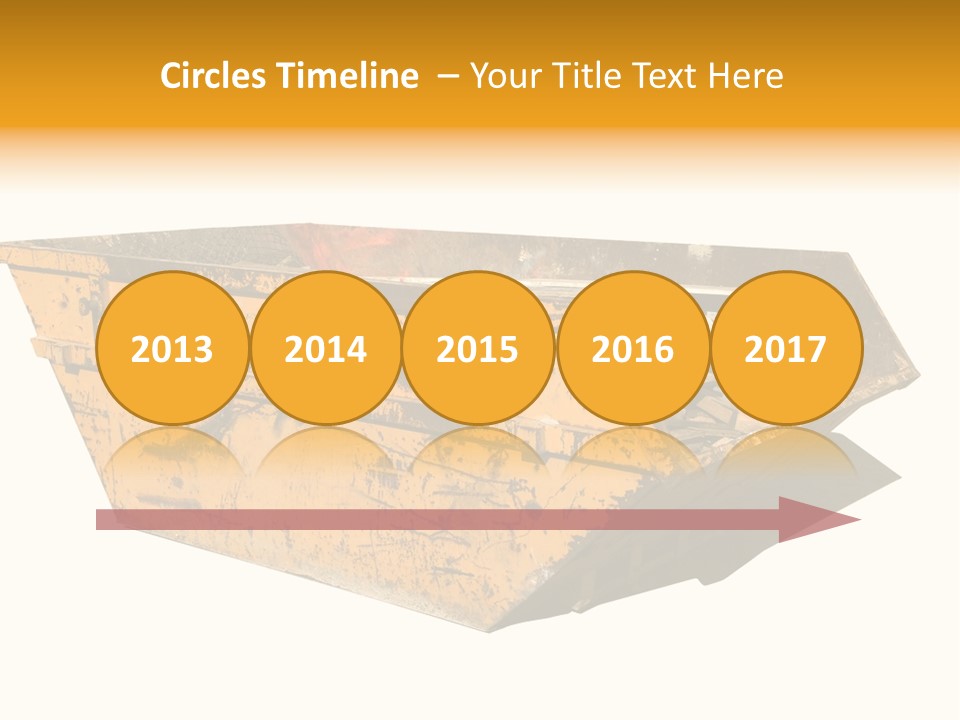 Old Yellow Builders Skip, Isolated On White, Clipping Paths For Skip And Shadow. PowerPoint Template