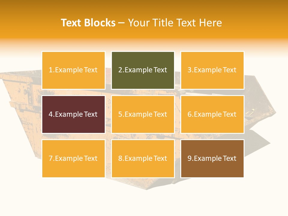 Old Yellow Builders Skip, Isolated On White, Clipping Paths For Skip And Shadow. PowerPoint Template