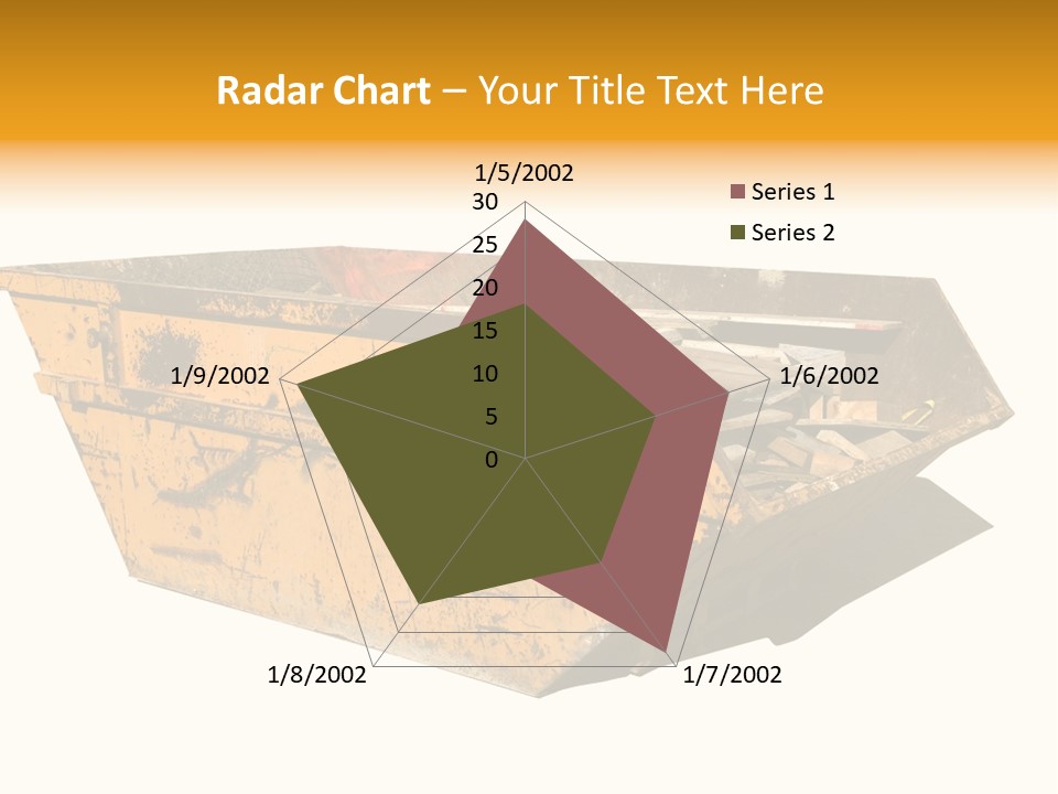 Old Yellow Builders Skip, Isolated On White, Clipping Paths For Skip And Shadow. PowerPoint Template