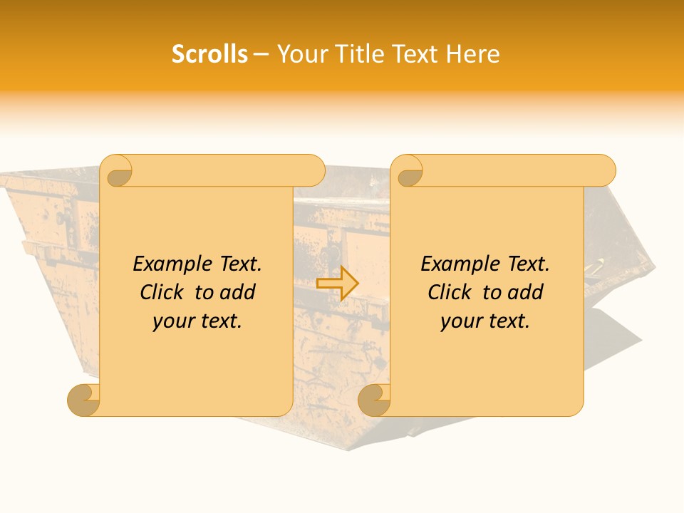 Old Yellow Builders Skip, Isolated On White, Clipping Paths For Skip And Shadow. PowerPoint Template