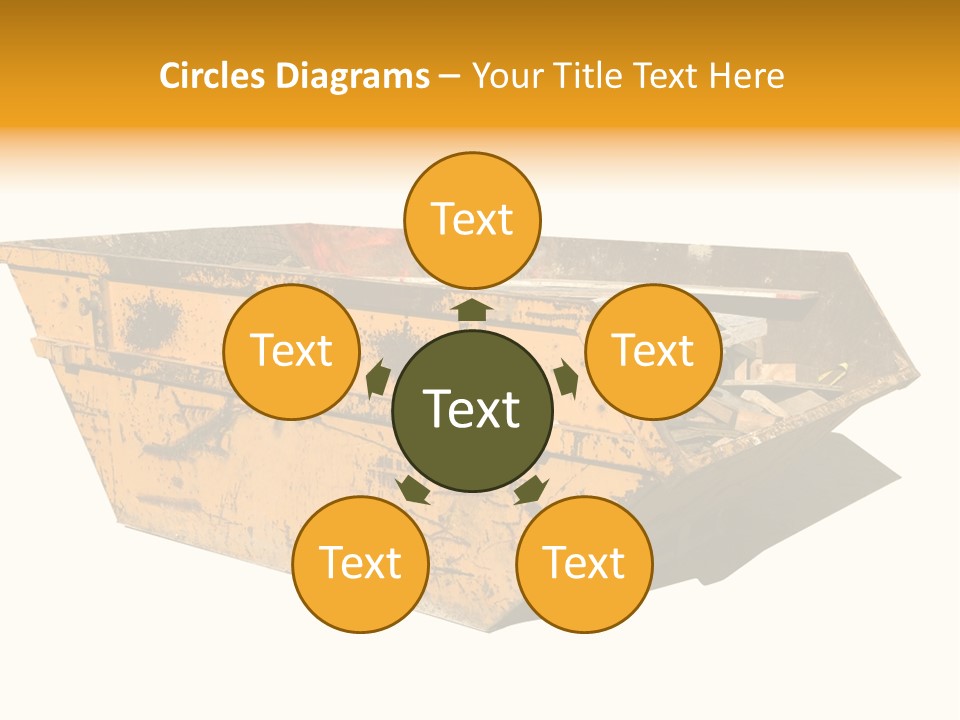 Old Yellow Builders Skip, Isolated On White, Clipping Paths For Skip And Shadow. PowerPoint Template