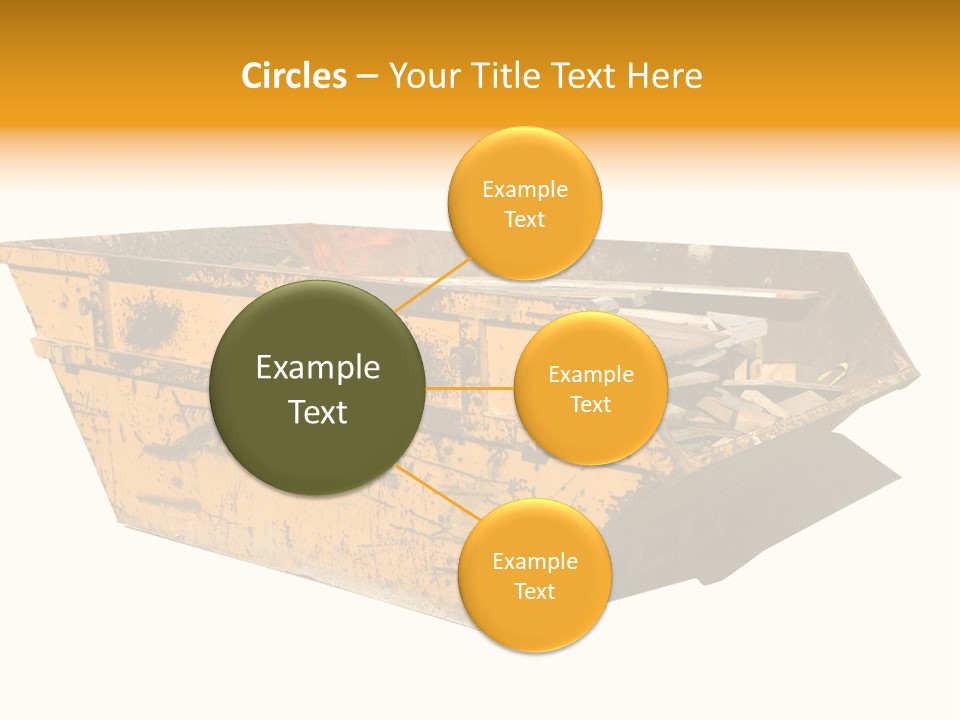 Old Yellow Builders Skip, Isolated On White, Clipping Paths For Skip And Shadow. PowerPoint Template