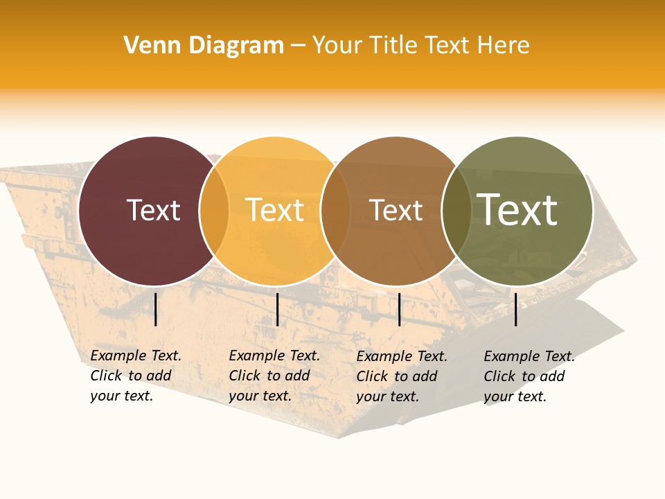 Old Yellow Builders Skip, Isolated On White, Clipping Paths For Skip And Shadow. PowerPoint Template