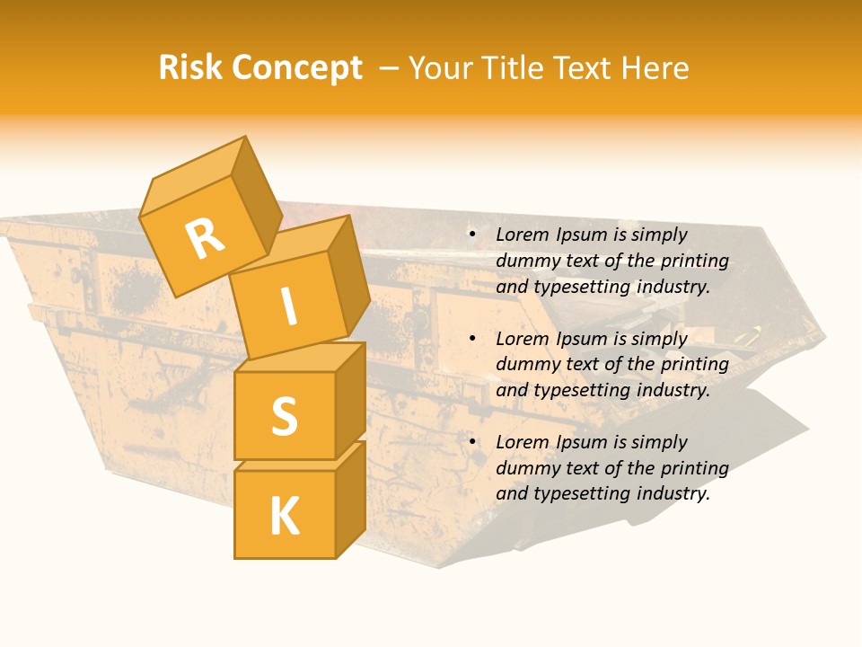 Old Yellow Builders Skip, Isolated On White, Clipping Paths For Skip And Shadow. PowerPoint Template