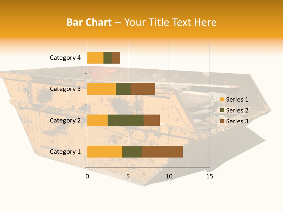 Old Yellow Builders Skip, Isolated On White, Clipping Paths For Skip And Shadow. PowerPoint Template